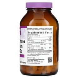 Bluebonnet Nutrition, Цитрат кальция с магнием и витамином D3, 180 капсул