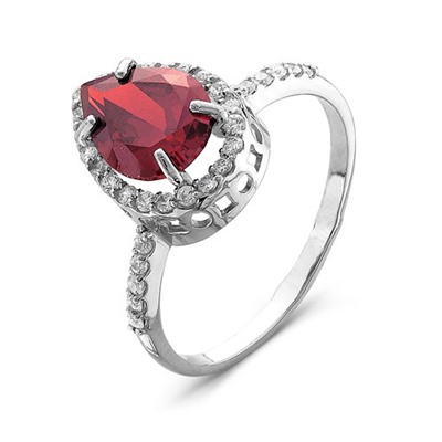 Серебряное кольцо с голубым фианитом -  070