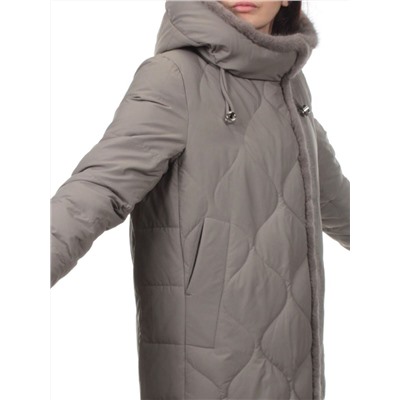 310 GRAY Пальто зимнее стеганое женское (200 гр. холлофайбер, натуральная норка)