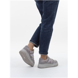 04-P123-2C GRAY Кроссовки демисезонные женские (натуральная замша, натуральная кожа, текстиль)