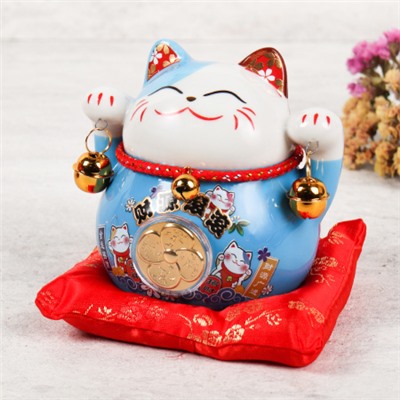 Копилка Кот манэки-нэко на коврике 11 см / M-0230116 /уп 80/