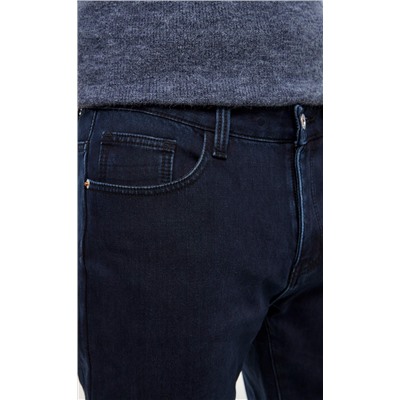Джинсы мужские утепленные флисом  P121-0152W d.blue