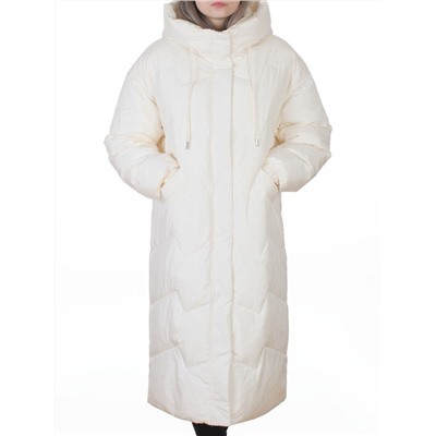 8807 MILK WHITE Пальто зимнее стеганое женское (150 гр. холлофайбер)