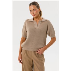 Блузка поло вязаная бежевая