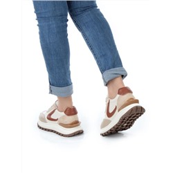 05-A606-2 BEIGE BROWN Кроссовки женские (натуральная кожа, натуральная замша)