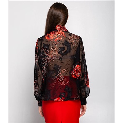 Блуза #КТ550 (1)-1, чёрный,красный