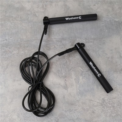 Cкакалка скоростная Woohooo Tempesta Hard Pro / длина 4.5mm/3m, ручки 1.8х15.8 см  / Вес 240g / Black / уп48