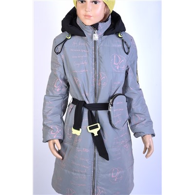 2107 Пальто на синтепоне Розовый - серый/130