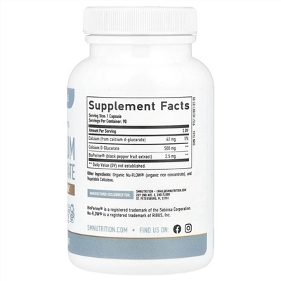 SMNutrition, D-глюкарат кальция и BioPerine®, 90 капсул