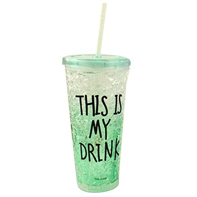 Стакан для напитков This is my drink с трубочкой зеленый 450мл