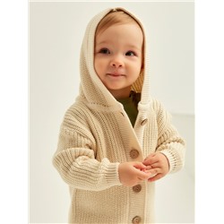 Кардиган вязаный с капюшоном SL Home, рост 74-80 см, молочный