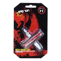 Колодки MIXIEER MX-BS127 для V-brake, 70MM, чёрные/красные, с креплением, 1 пара.  /уп 250/