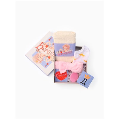 Набор подарочный «Этель. Королеве моего сердца», полотенце, носки, повязка на голову