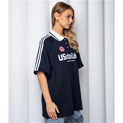 Футболка #КТ1716, тёмно-синий