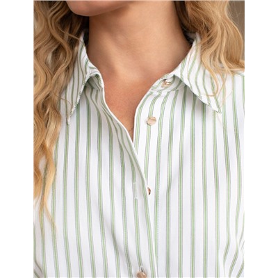 Блузка свободного силуэта в тонкую полоску из хлопка