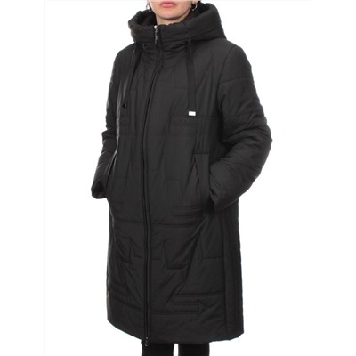 1073 BLACK Пальто зимнее облегченное женское (холлофайбер 150 гр.)