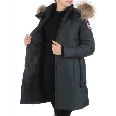 YW-17013 DK. GRAY Пальто женское зимнее (био-пух, натуральный мех лисицы)