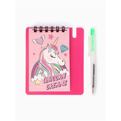 Блокнот А7 и мини ручка, Минни Маус и единорог