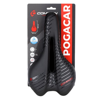 Седло велосипедное MTB COMIRON POGACAR N846 280X160, Технологии: DW, ED. Верх: PU принтованный глянец/Цвет: Чёрный+Красный /уп 30/