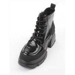 01-F591-1 BLACK Ботинки демисезонные женские (натуральная кожа, искусственная кожа)