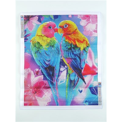 Алмазная мозаика с полным заполнением на холсте «Тропические птицы», 40×50 см