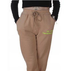 2621 BEIGE Штаны спортивные утепленные женские (85% хлопок, 10% полиэстер, 5% спандекс)