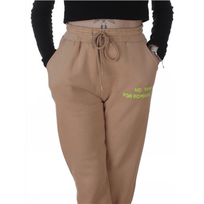 2621 BEIGE Штаны спортивные утепленные женские (85% хлопок, 10% полиэстер, 5% спандекс)