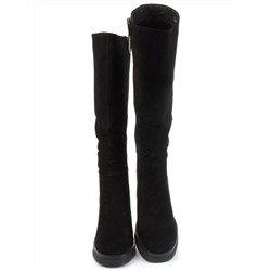 02-B6233B-6051-3BM-4 BLACK Сапоги зимние женские (натуральная замша, натуральный мех)