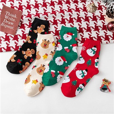 Носочки новогодние НАБОР 4 пары (Размер универсальный 35-40)