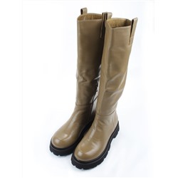 02-E39B-53JN GREEN Сапоги демисезонные женские (натуральная кожа)