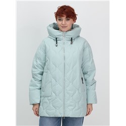 Куртка женская демисезонная с капюшоном бирюзового цвета 1140Br