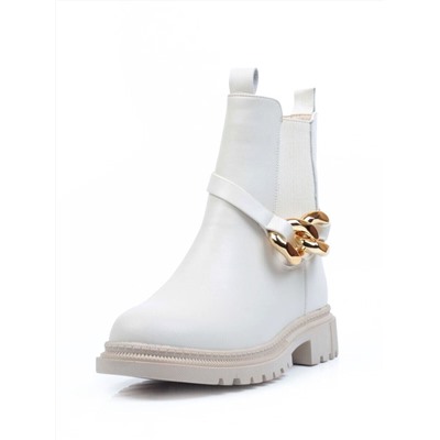 5267-2 WHITE Ботинки демисезонные женские (натуральная кожа, байка)