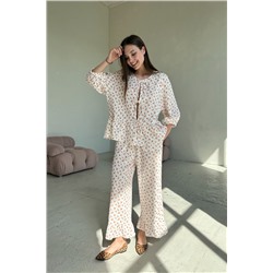 Костюм муслин  SET070/05/Белый, бежевый