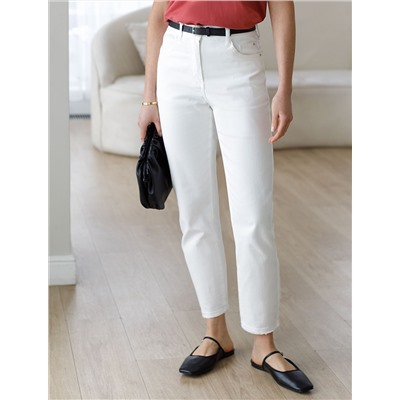 Укороченные джинсы из эластичного денима средней плотности