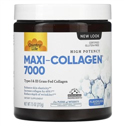 Country Life, High Potency Maxi-Collagen® 7000, высокоэффективный коллаген в форме порошка, без вкусовых добавок, 213 г (7,5 унции)