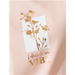 Свободная футболка с принтом из премиального хлопка с эластаном