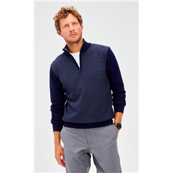 Джемпер мужской с воротом на молнии F121-15-12032 тёмно-синий