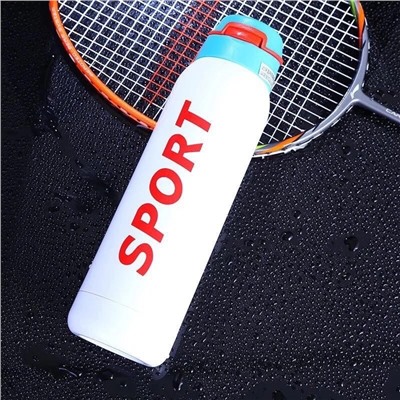Термос для напитков с трубочкой Sport белый 500мл