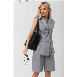 Шорты льняные светло-серые с карманами