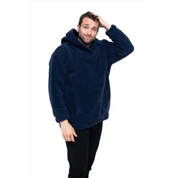Толстовка мужская из овечьей шерсти оверсайз HOT TREND (с капюшоном, цвет Индиго) цвет СИНИЙ