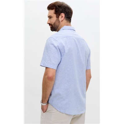 Рубашка к/р лен F111-0450 l.blue stripes
