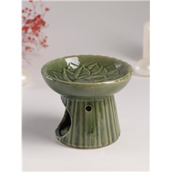 Аромалампа для эфирных масел «Лотос», керамика, т. зелёная, 11.4×11.4×9 см