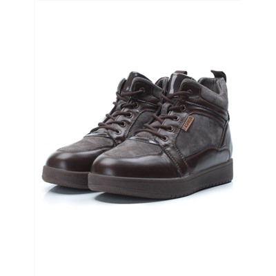 04-PA-18Z BROWN Ботинки зимние женские (натуральная замша и кожа, шерсть)