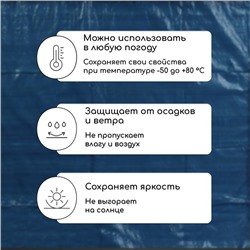 Тент защитный, 3×2 м, плотность 60 г/м², УФ, люверсы шаг 1 м, МИКС