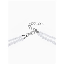 Бусы с жемчугом «Бусина», два ряда №4+6, белые в серебре, 50 см