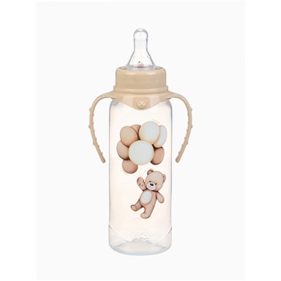 Бутылочка для кормления, новогодняя, Baby Bear, 250 мл, цилиндр, бежевый Mum&Baby
