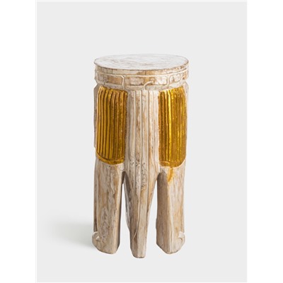 Табурет «Слон», 25×25×50 см, дерево албезия, белый