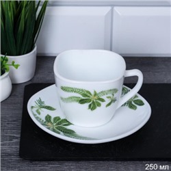 Чайная пара 250 мл квадратная ШТУЧНО / GRAY-FXB220/12 (6750) /уп 8/ Тропики