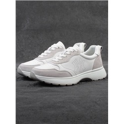 03-YC527-2 WHITE/GRAY Кроссовки женские (натуральная кожа)