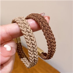 Набор плетеных резинок для волос с прямоугольной бусиной 5 штук